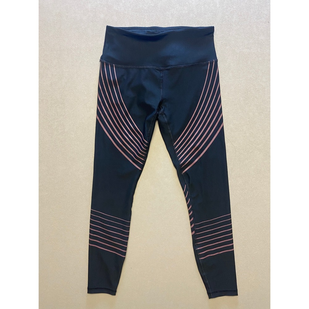 RBX Womens Live Life Active Leggings Black Rose Gold Metallic Graphic Small